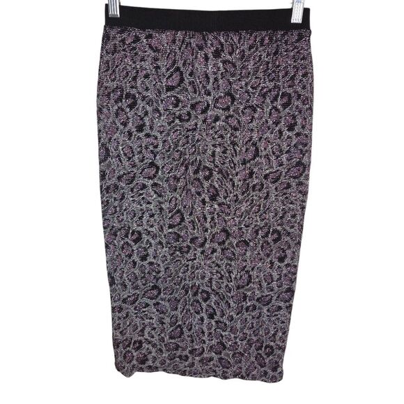 Leith Leopard Sparkle Print Stretchy Pencil Skirt Size Small - Picture 2 of 7